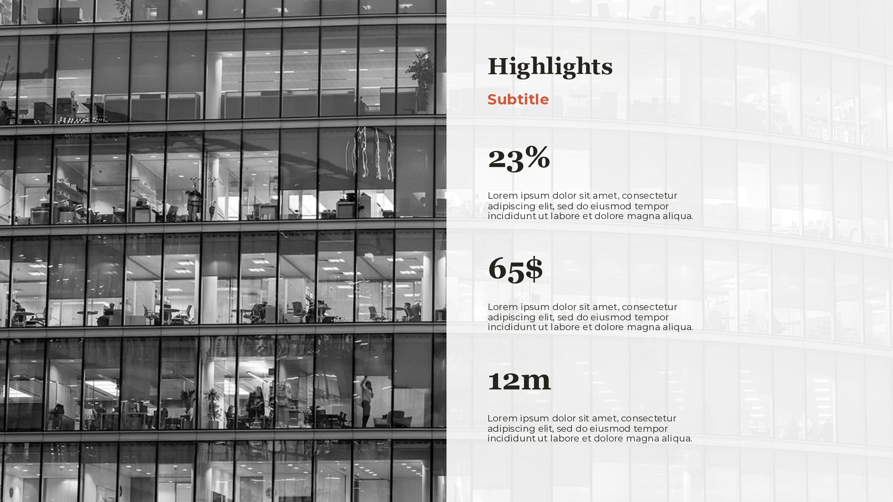 Key Metrics With Office Image Left PowerPoint template preview