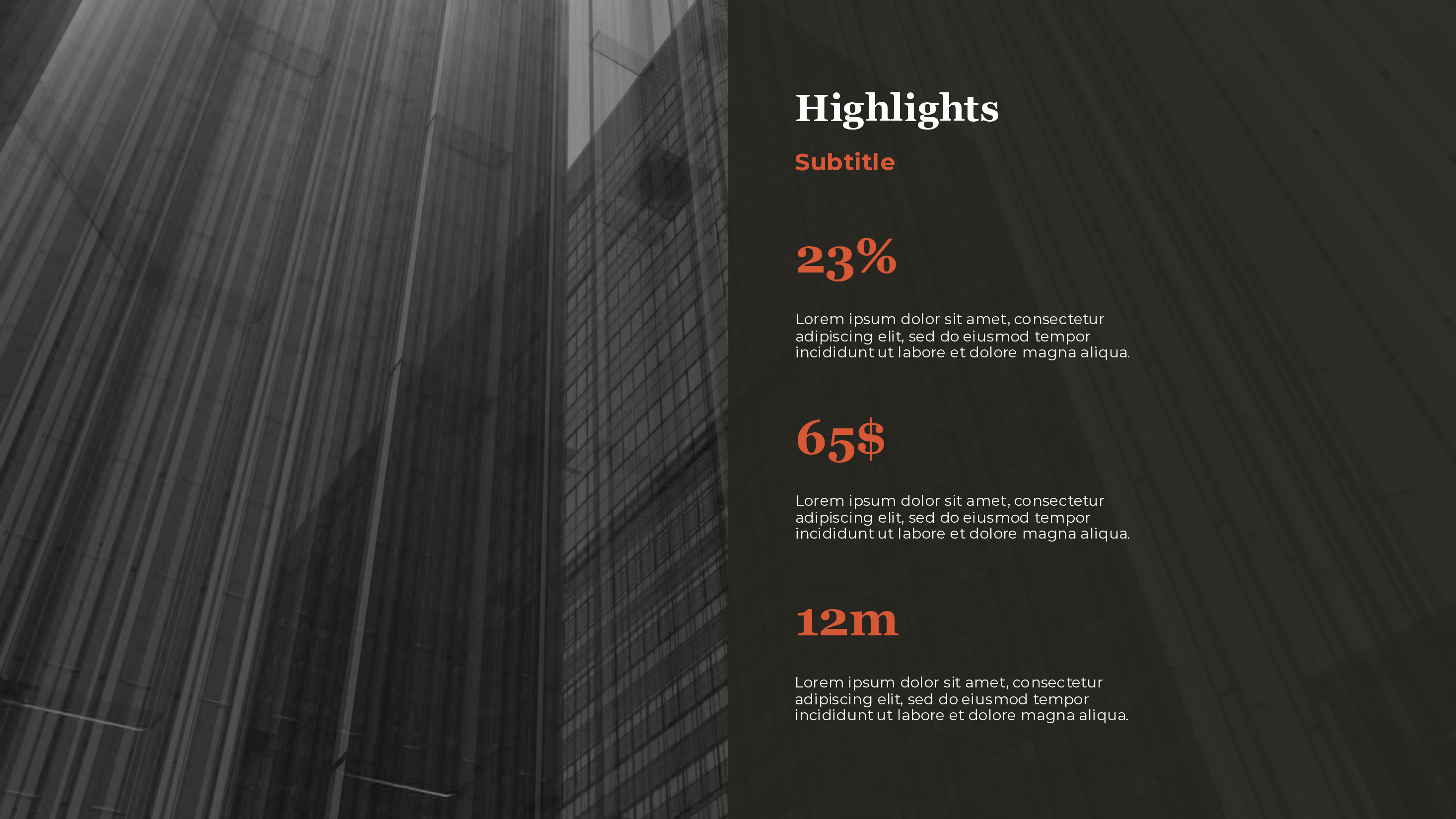 Key Metrics Dark Theme PowerPoint template preview