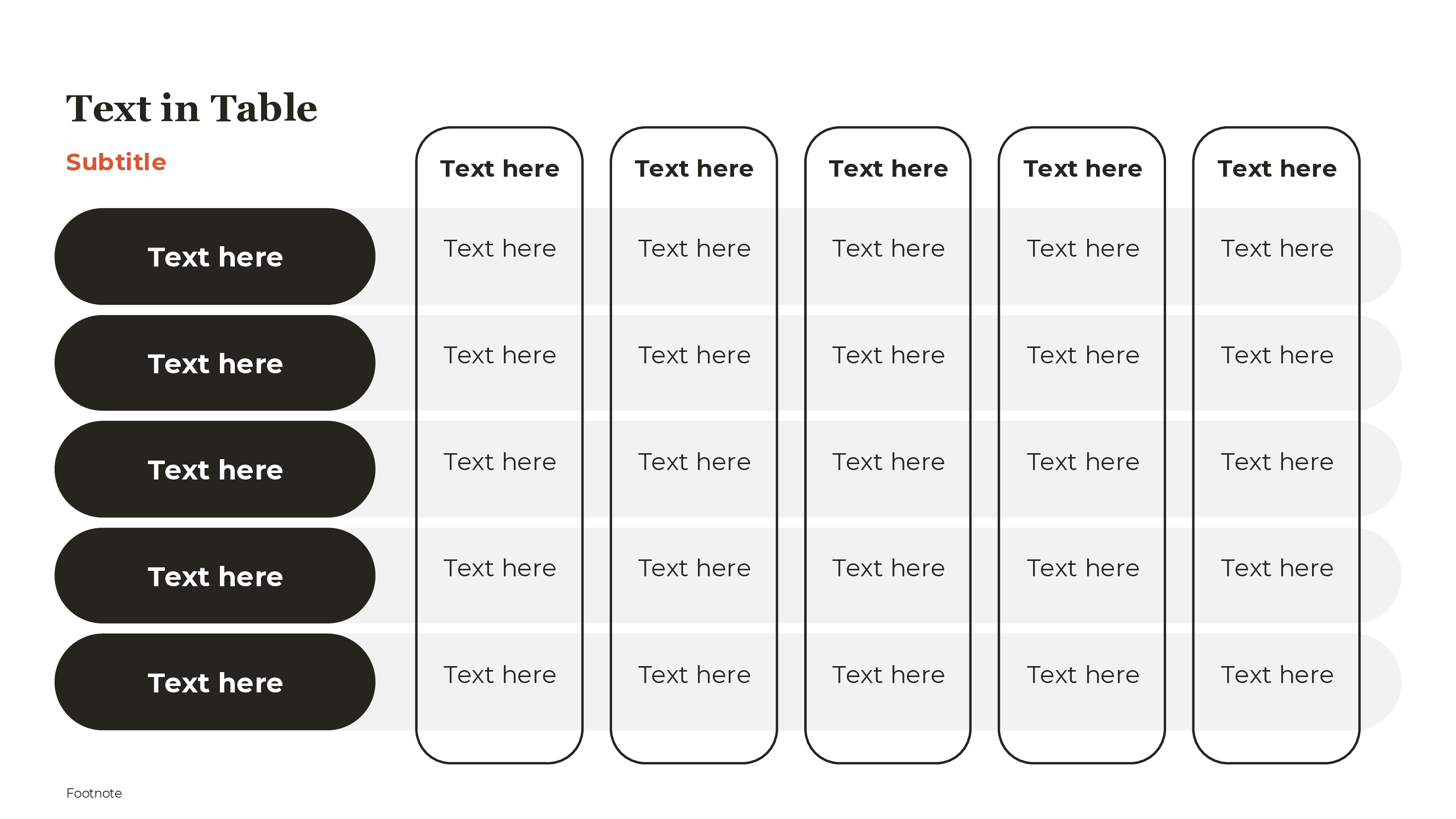 Comparison Table Five Column PowerPoint template preview