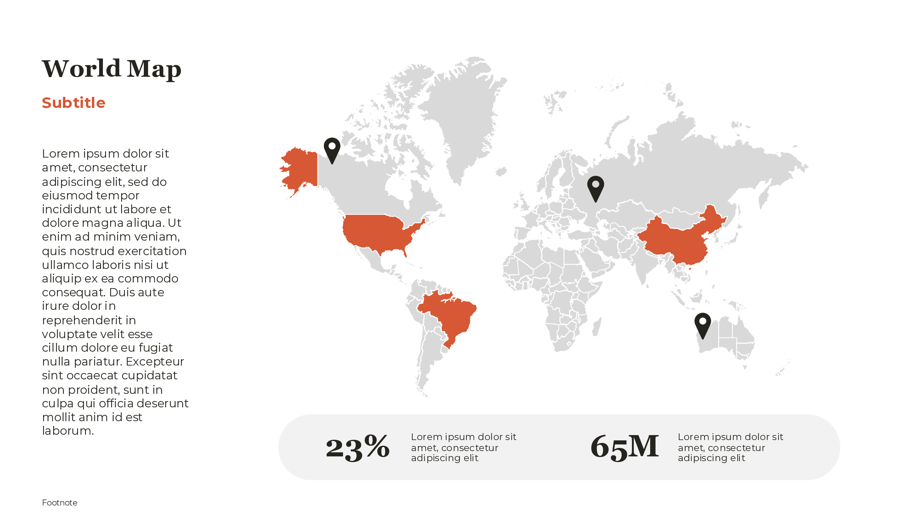 World Map With Metrics PowerPoint template preview