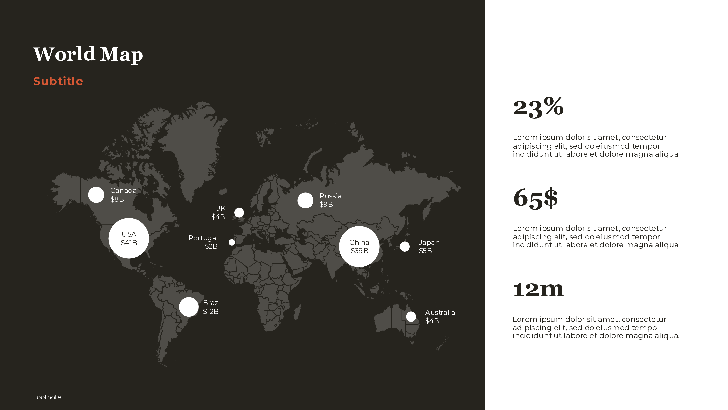 World Map With Market Data PowerPoint template preview