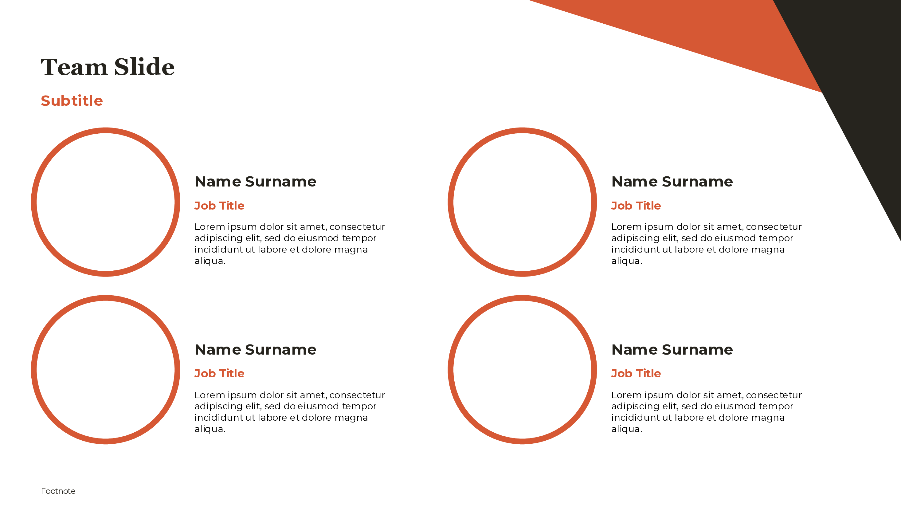 Team Profiles Four Grid PowerPoint template preview