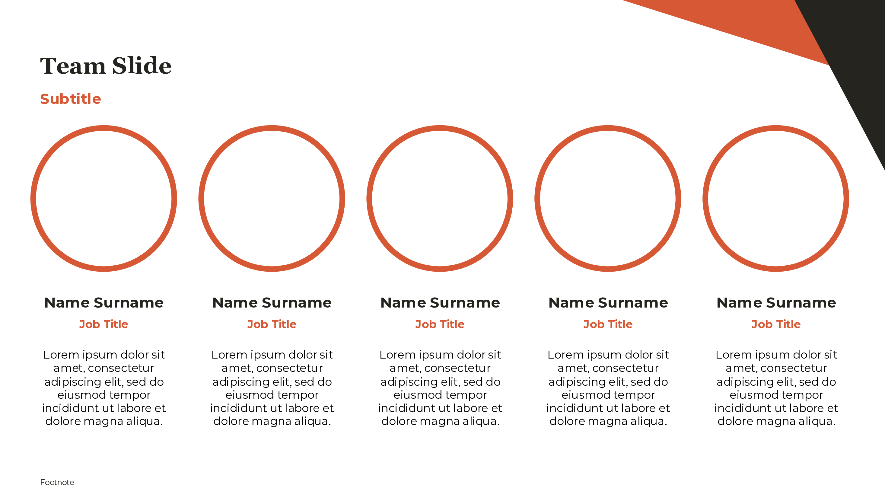 Team Profiles Five Column PowerPoint template preview